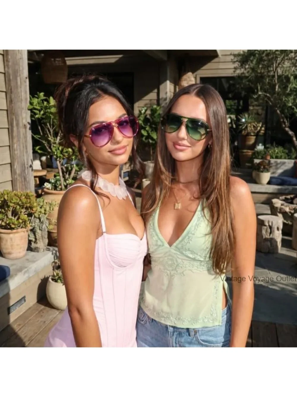 Retro Oversized Aviator Sunglasses for Women with UV Protection